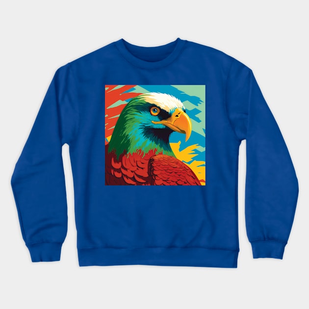 Majestic Eagle in Bold Red, Green and Blue Crewneck Sweatshirt by Geminiartstudio